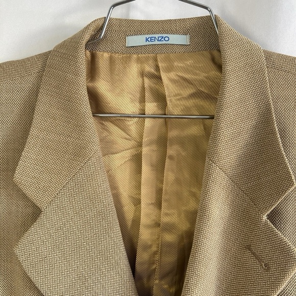 Kenzo Men Blazer Tan Made  in France 100% Wool Designer Size 54 - Picture 7 of 12